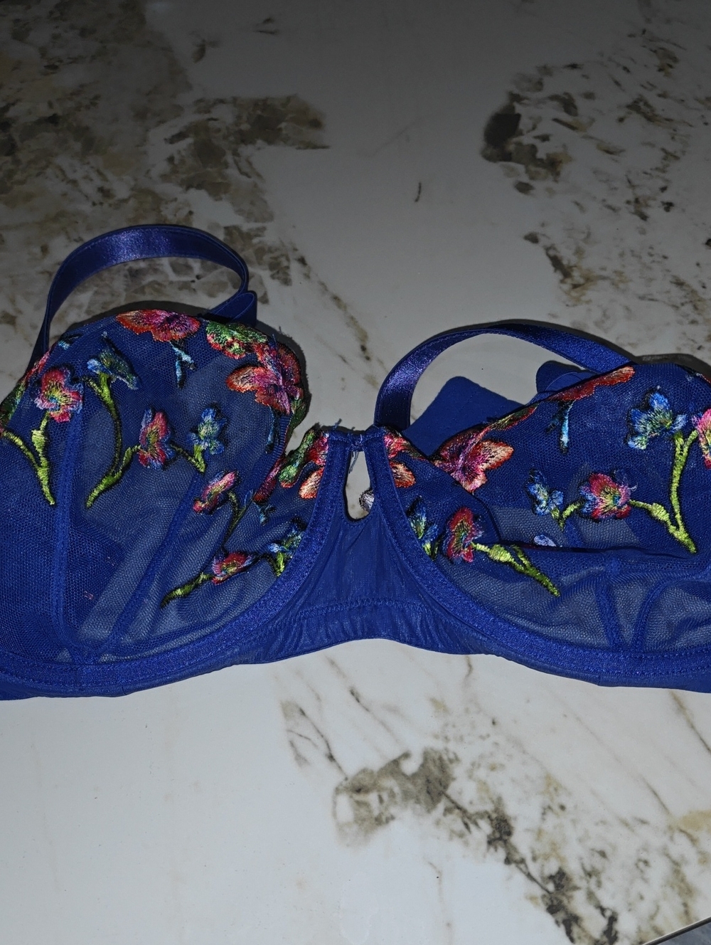 Savage X Fenty Purple Floral Embroidered Sheer Underwire Bra